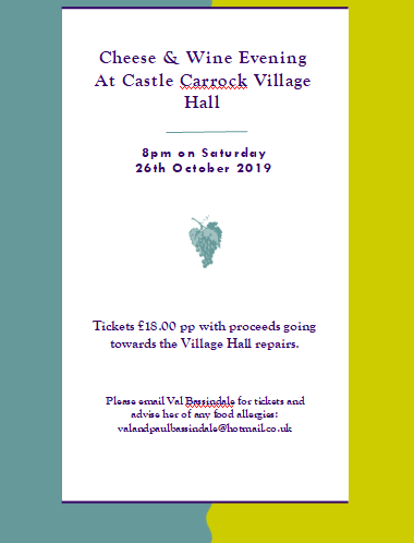 Cheese and Wine Evening in The Watson Institute on Saturday October 26th